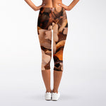 Autumn Oak leaf Print Women's Capri Leggings