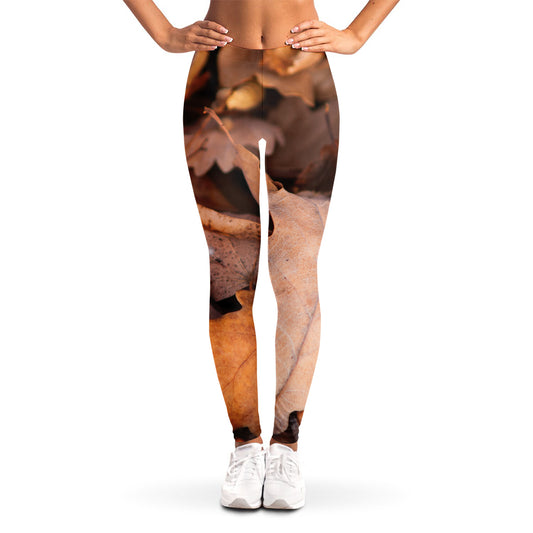 Autumn Oak leaf Print Women's Leggings