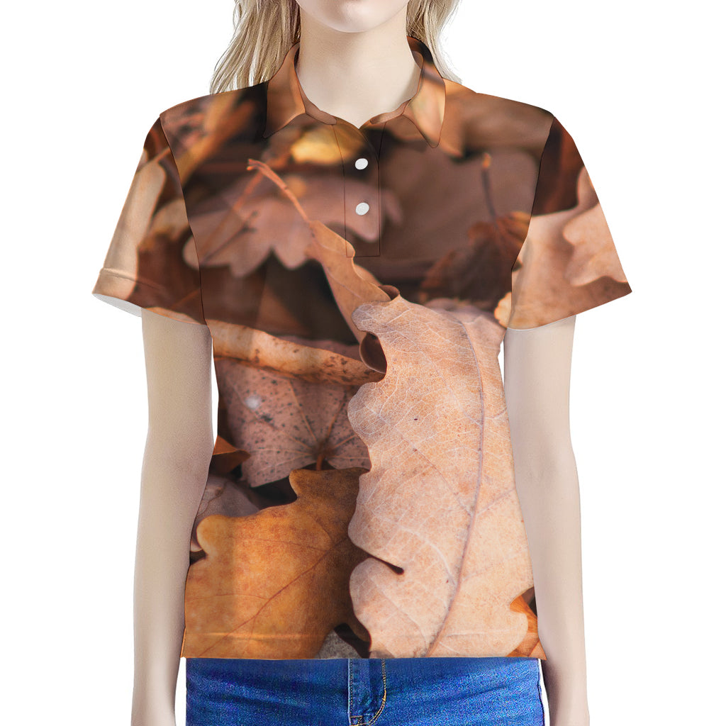 Autumn Oak leaf Print Women's Polo Shirt