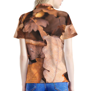 Autumn Oak leaf Print Women's Polo Shirt