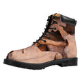 Autumn Oak leaf Print Padded Collar Lace Up Boots