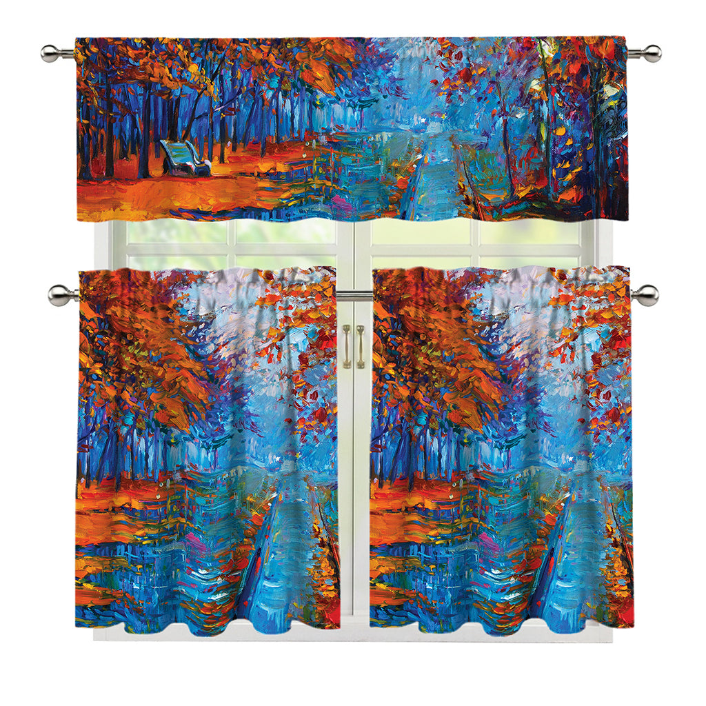 Autumn Painting Print 3 Piece Kitchen Curtains