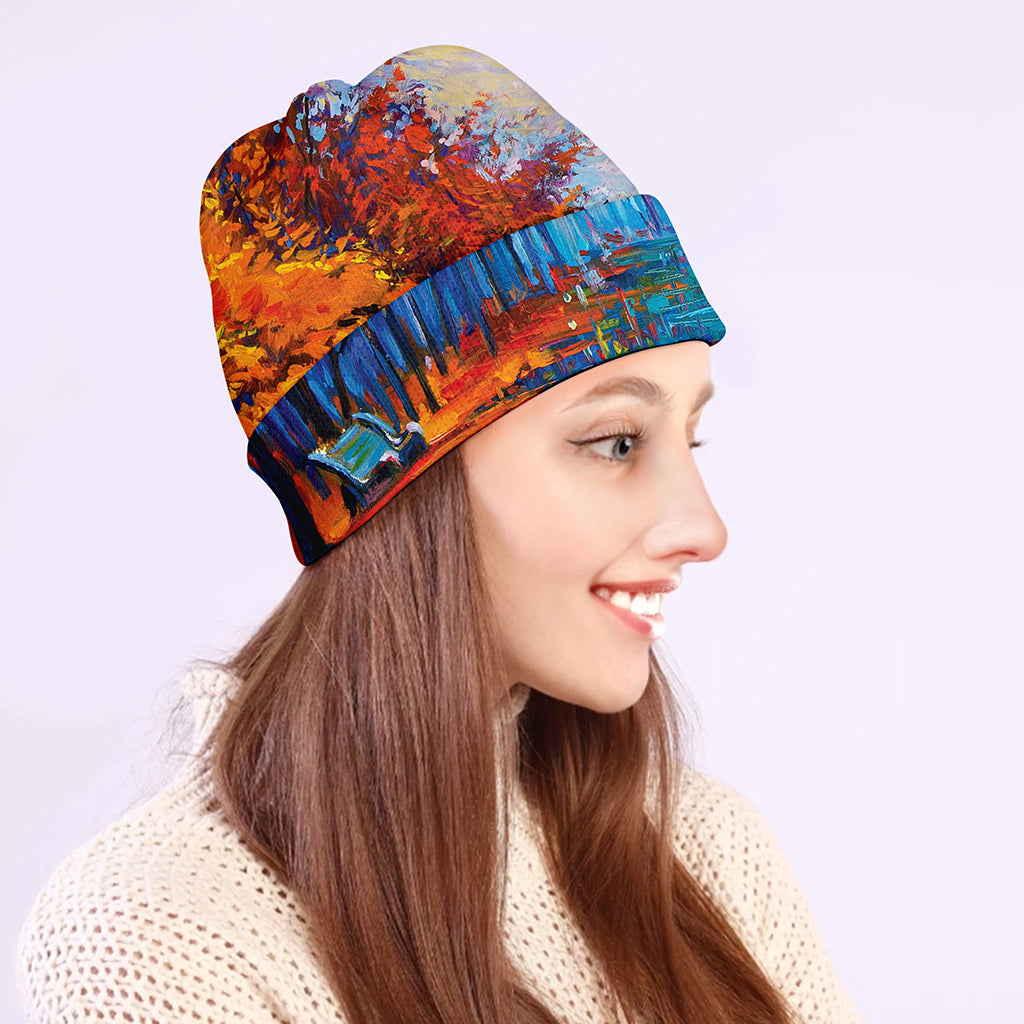 Autumn Painting Print Beanie