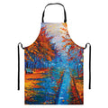 Autumn Painting Print Bib Apron With Pocket