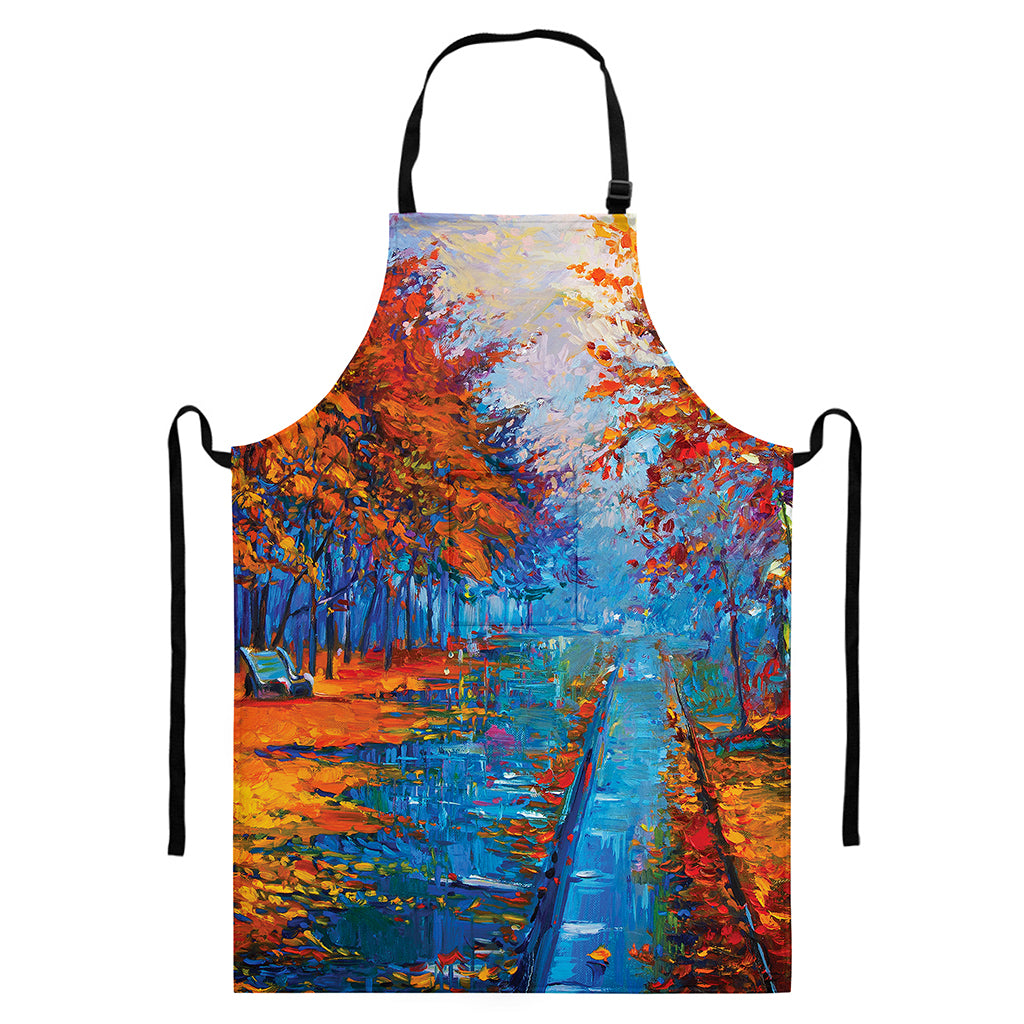 Autumn Painting Print Bib Apron With Pocket