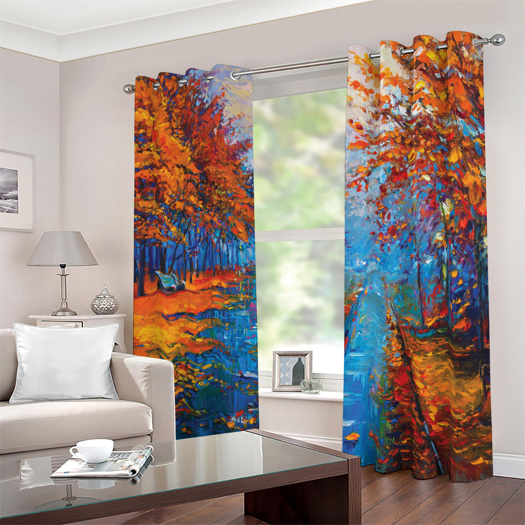 Autumn Painting Print Blackout Grommet Curtains