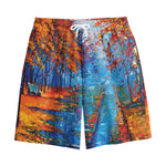 Autumn Painting Print Cotton Shorts