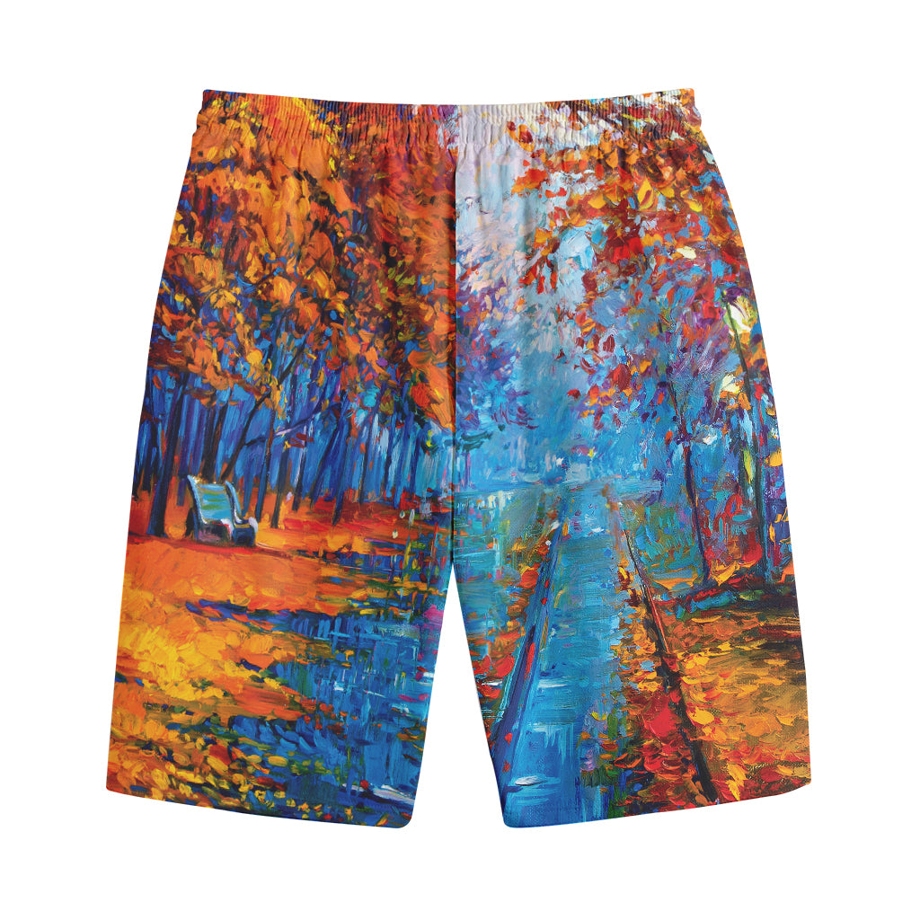 Autumn Painting Print Cotton Shorts