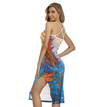 Autumn Painting Print Cross Back Cami Dress