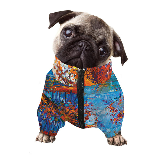 Autumn Painting Print Dog Zip Up Jacket