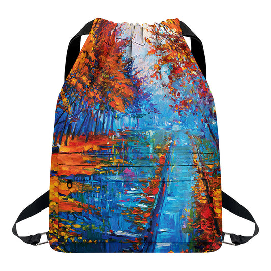 Autumn Painting Print Drawstring Backpack