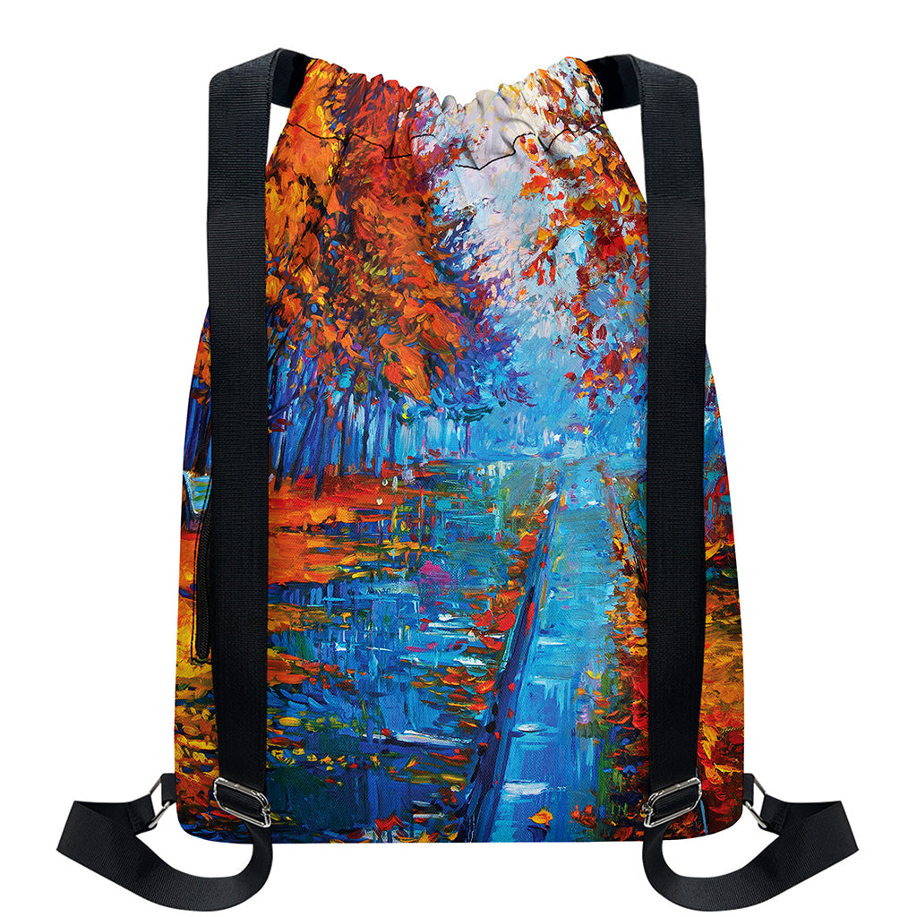Autumn Painting Print Drawstring Backpack