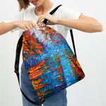 Autumn Painting Print Drawstring Backpack