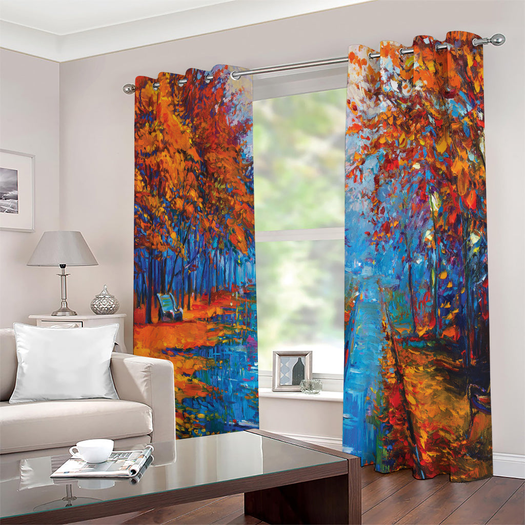 Autumn Painting Print Extra Wide Grommet Curtains