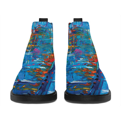 Autumn Painting Print Flat Ankle Boots