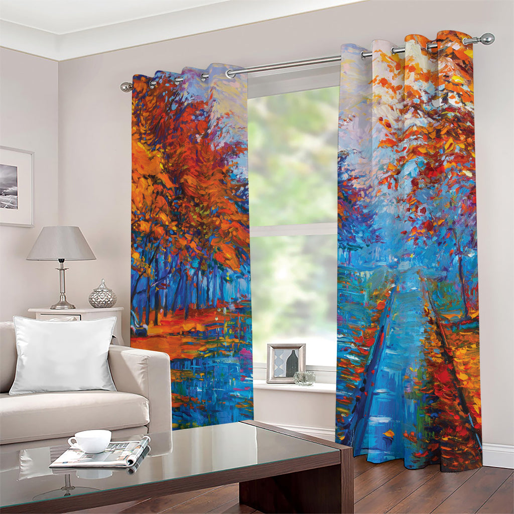 Autumn Painting Print Grommet Curtains