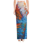 Autumn Painting Print High Slit Maxi Skirt