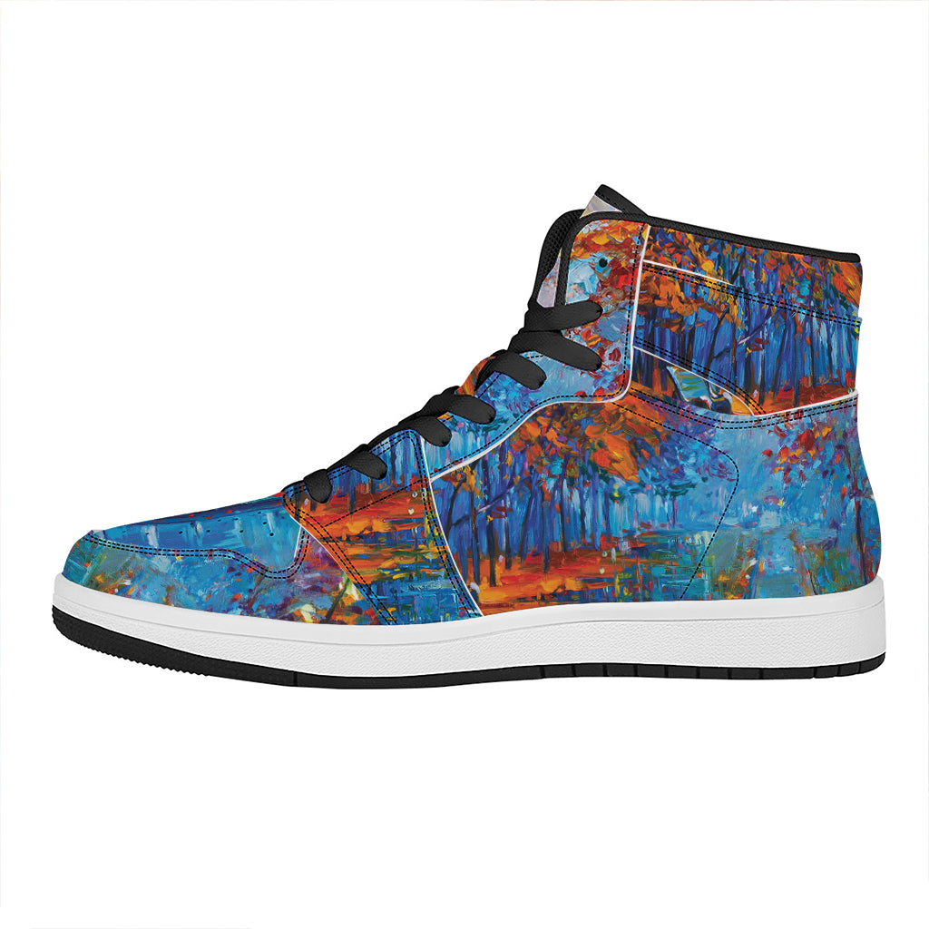 Autumn Painting Print High Top Leather Sneakers