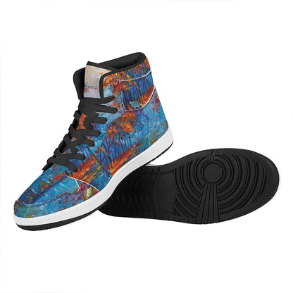 Autumn Painting Print High Top Leather Sneakers