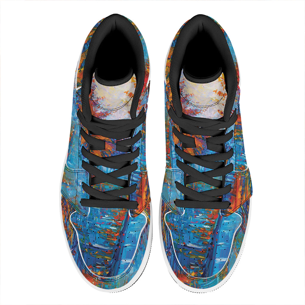 Autumn Painting Print High Top Leather Sneakers