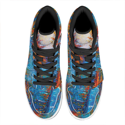 Autumn Painting Print High Top Leather Sneakers