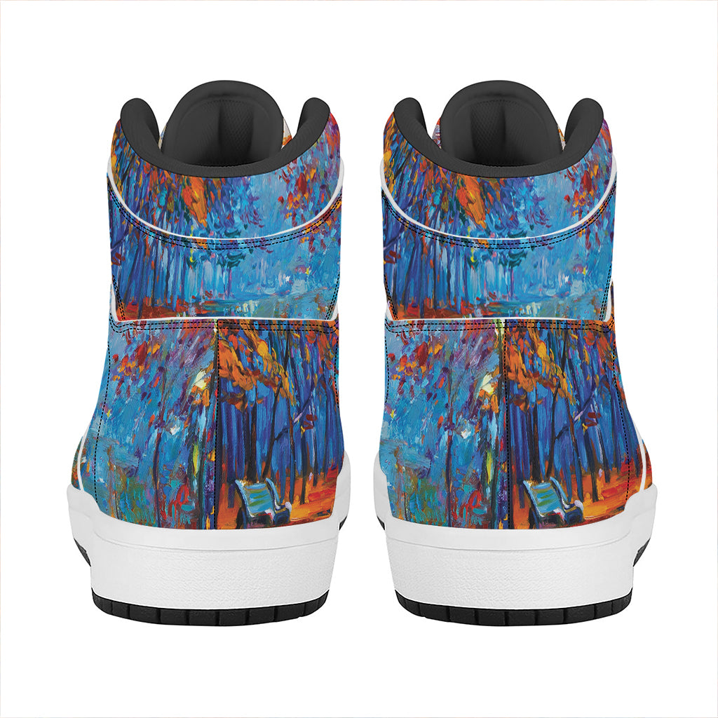 Autumn Painting Print High Top Leather Sneakers