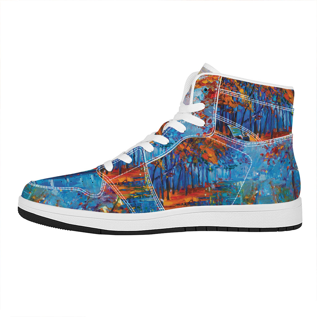 Autumn Painting Print High Top Leather Sneakers