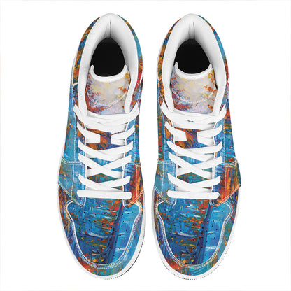 Autumn Painting Print High Top Leather Sneakers