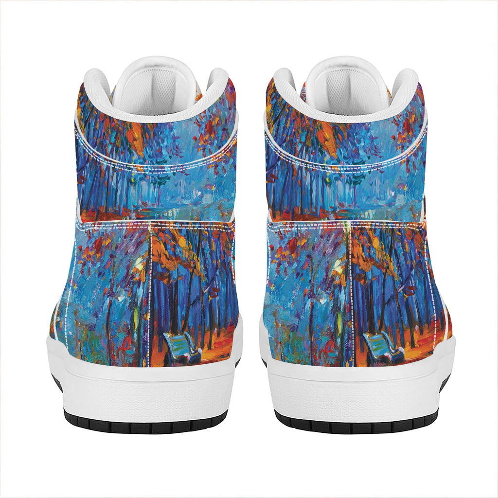 Autumn Painting Print High Top Leather Sneakers