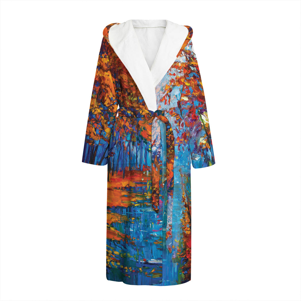 Autumn Painting Print Hooded Bathrobe