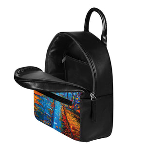 Autumn Painting Print Leather Backpack