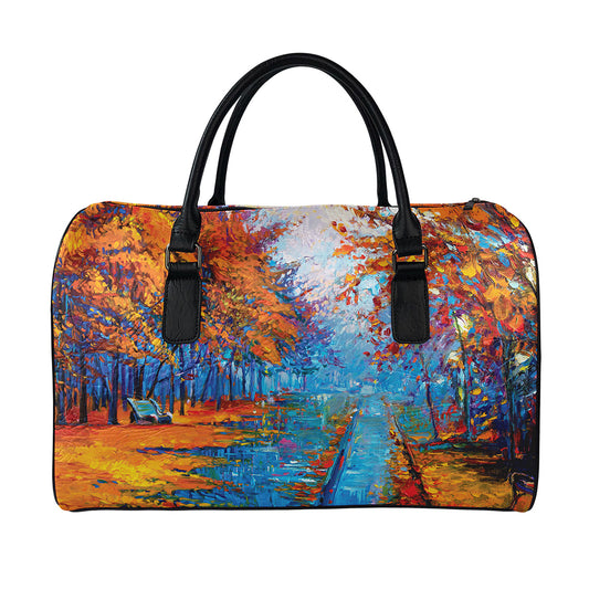 Autumn Painting Print Leather Duffle Bag