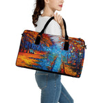 Autumn Painting Print Leather Duffle Bag