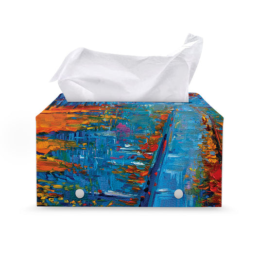Autumn Painting Print Leather Tissue Box Cover