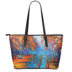 Autumn Painting Print Leather Tote Bag