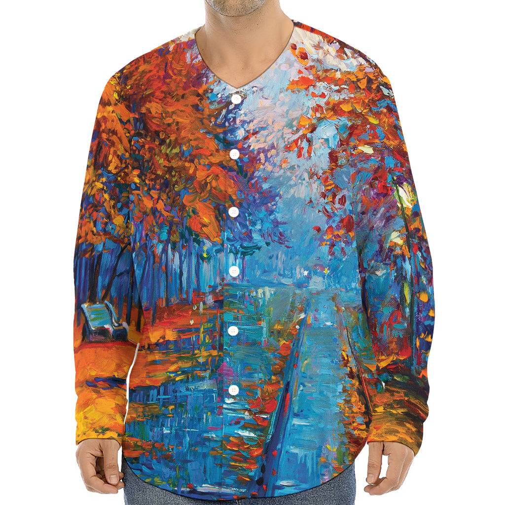 Autumn Painting Print Long Sleeve Baseball Jersey