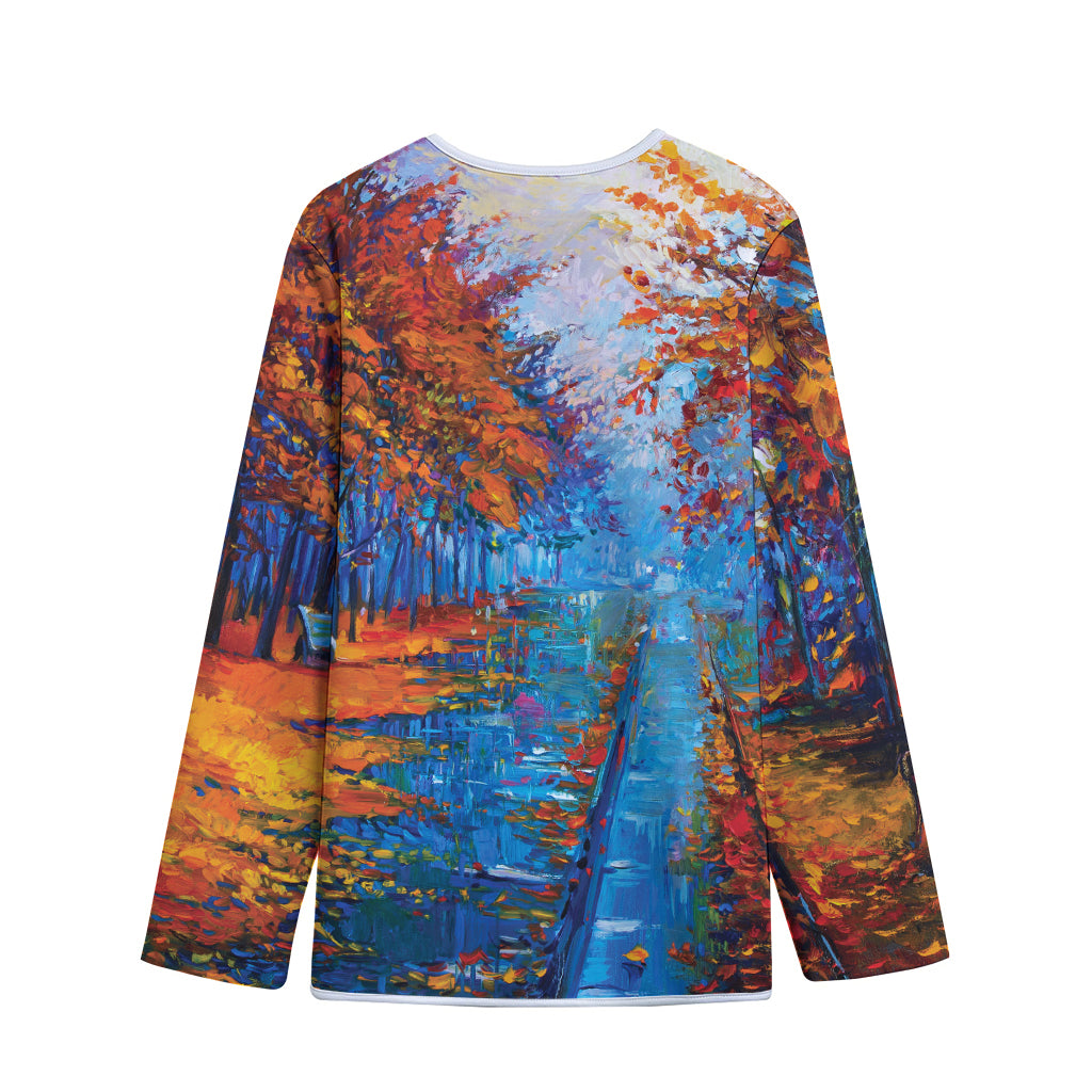 Autumn Painting Print Long Sleeve Short Coat