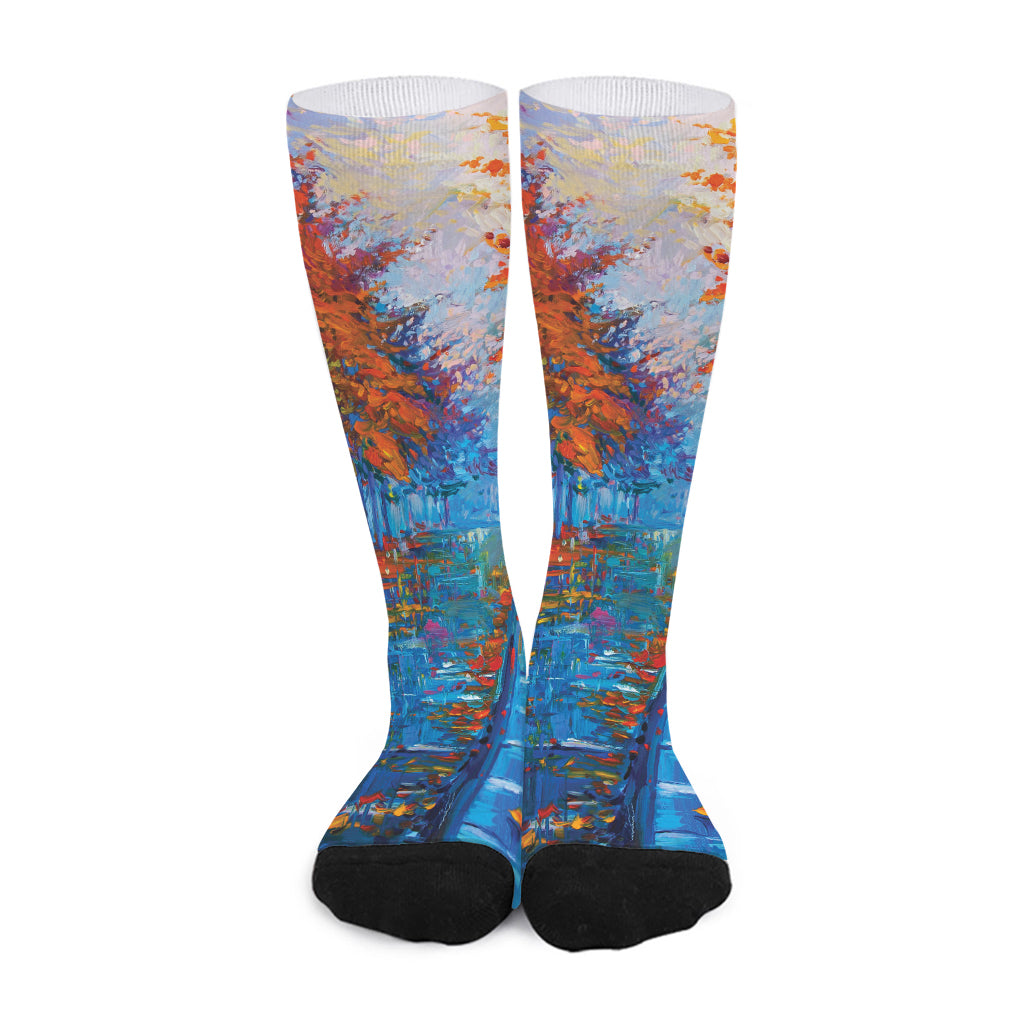 Autumn Painting Print Long Socks