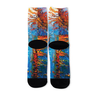 Autumn Painting Print Long Socks