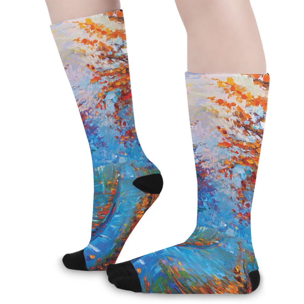 Autumn Painting Print Long Socks