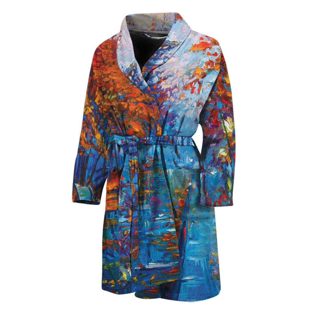 Autumn Painting Print Men's Bathrobe