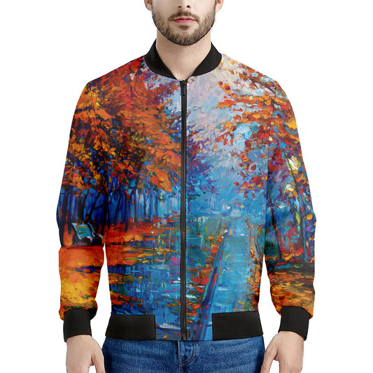 Autumn Painting Print Men's Bomber Jacket