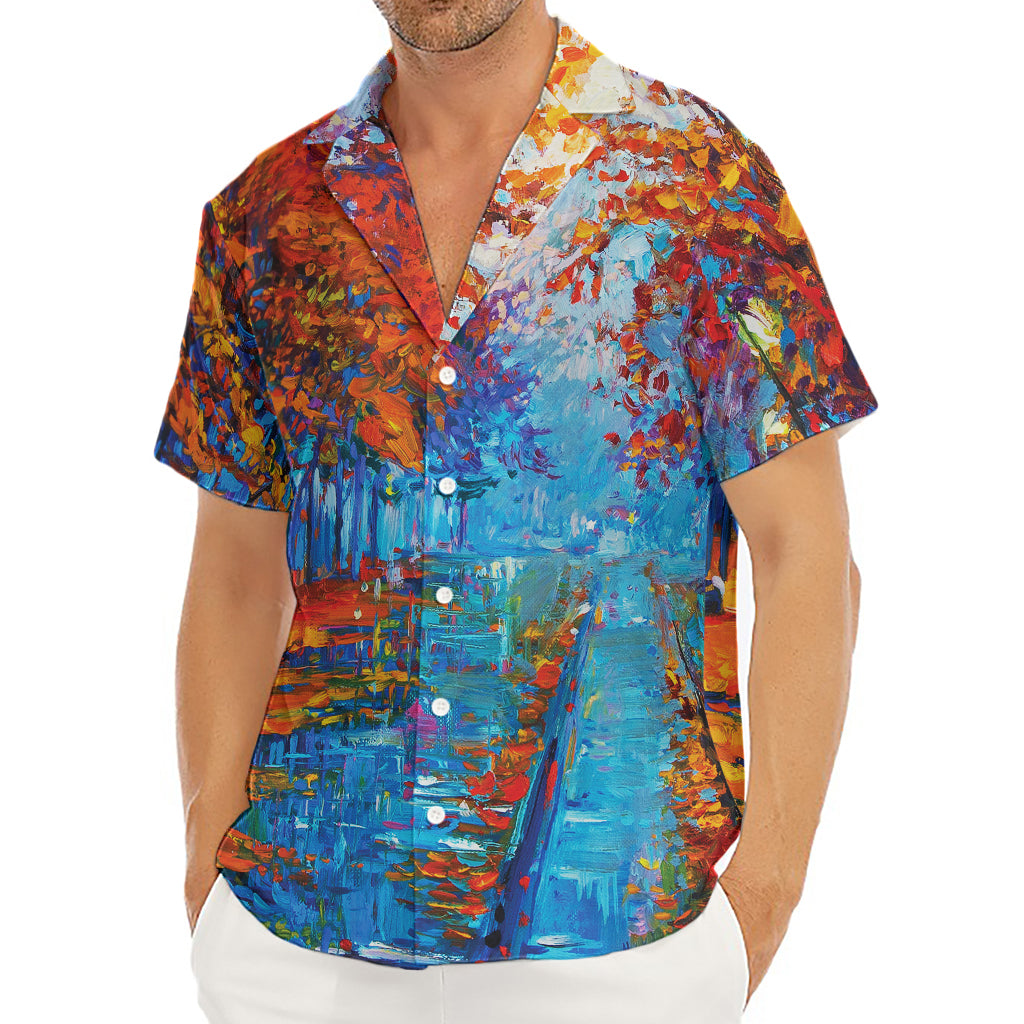 Autumn Painting Print Men's Deep V-Neck Shirt