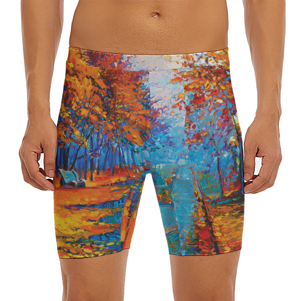 Autumn Painting Print Men's Long Boxer Briefs