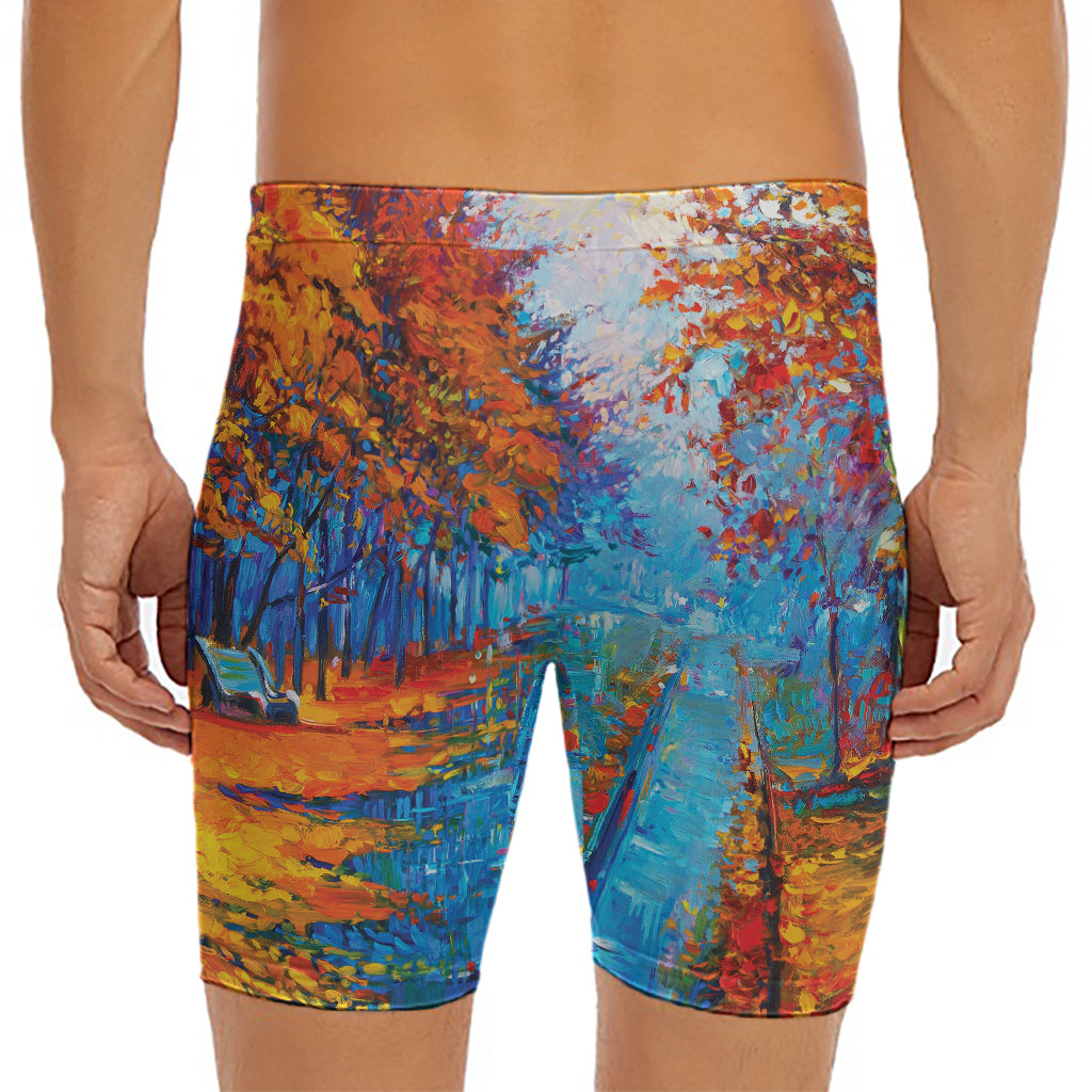 Autumn Painting Print Men's Long Boxer Briefs