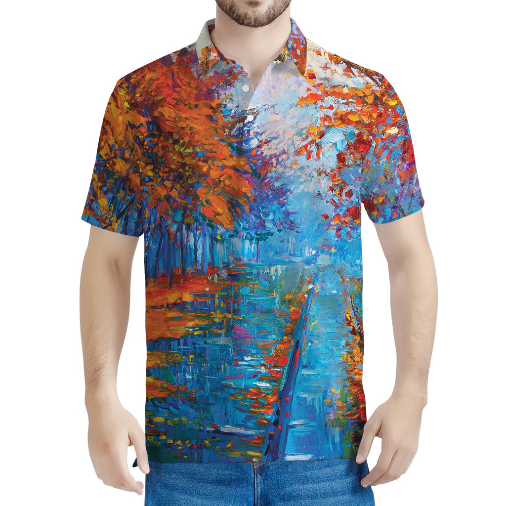 Autumn Painting Print Men's Polo Shirt