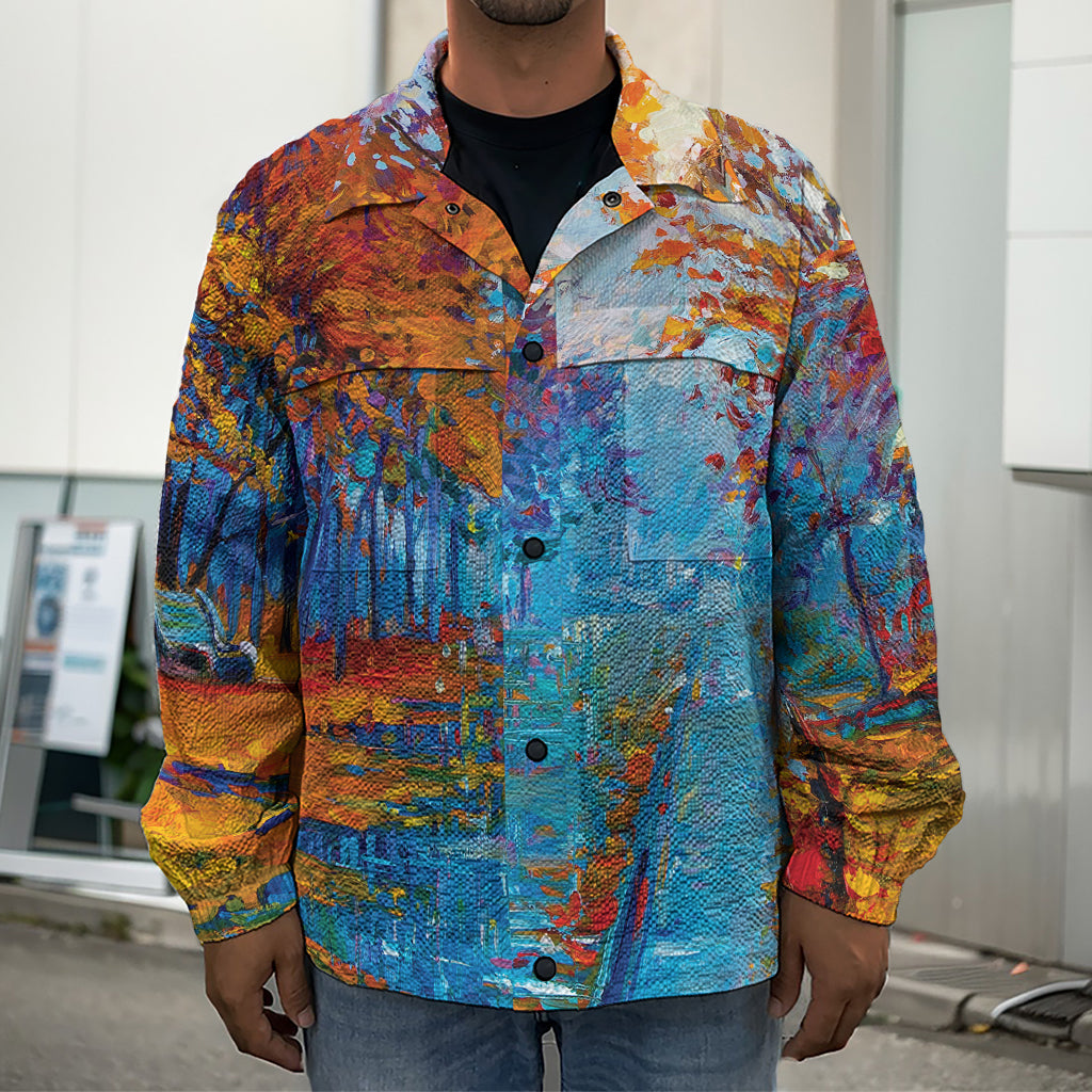 Autumn Painting Print Men's Shirt Jacket