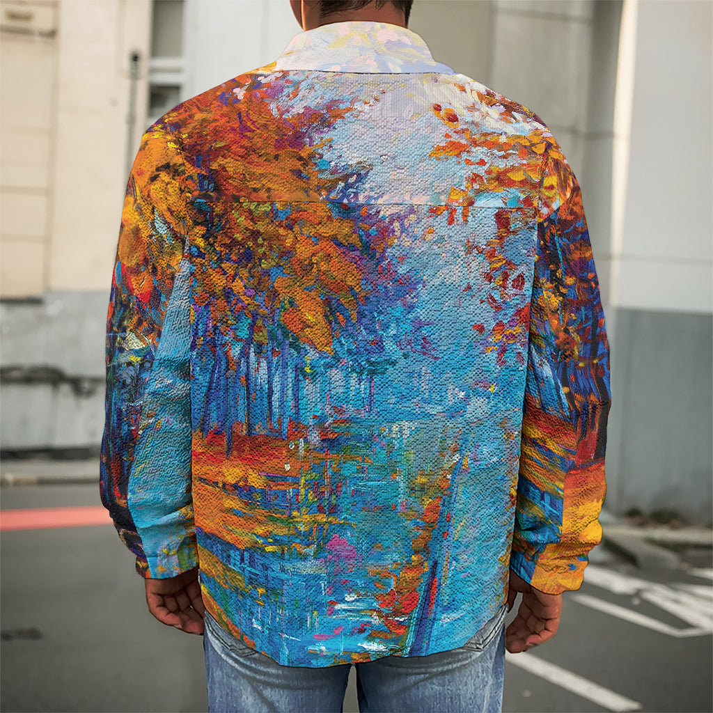 Autumn Painting Print Men's Shirt Jacket