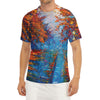 Autumn Painting Print Men's Short Sleeve Rash Guard