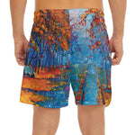 Autumn Painting Print Men's Split Running Shorts